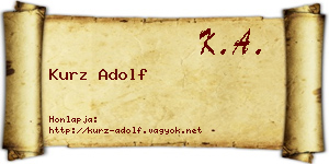 Kurz Adolf névjegykártya